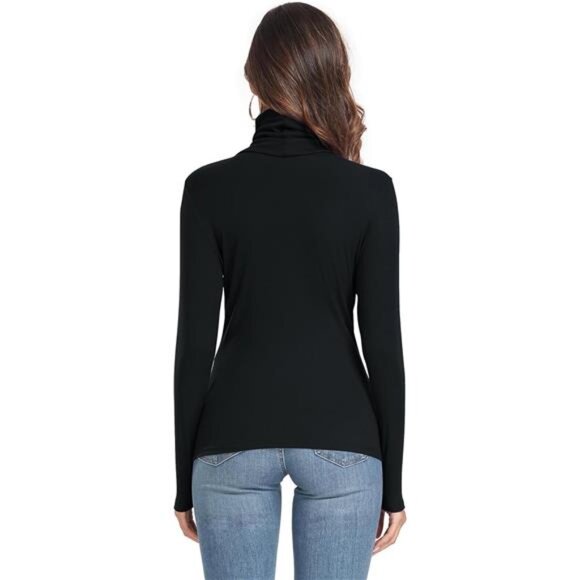 Women's Long Sleeve Casual Lightweight Turtleneck Top Slim Fit Thermal Active - Picture 5 of 7